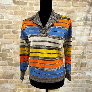 Sweater Bee Banff Striped V Neck Sweater Size M